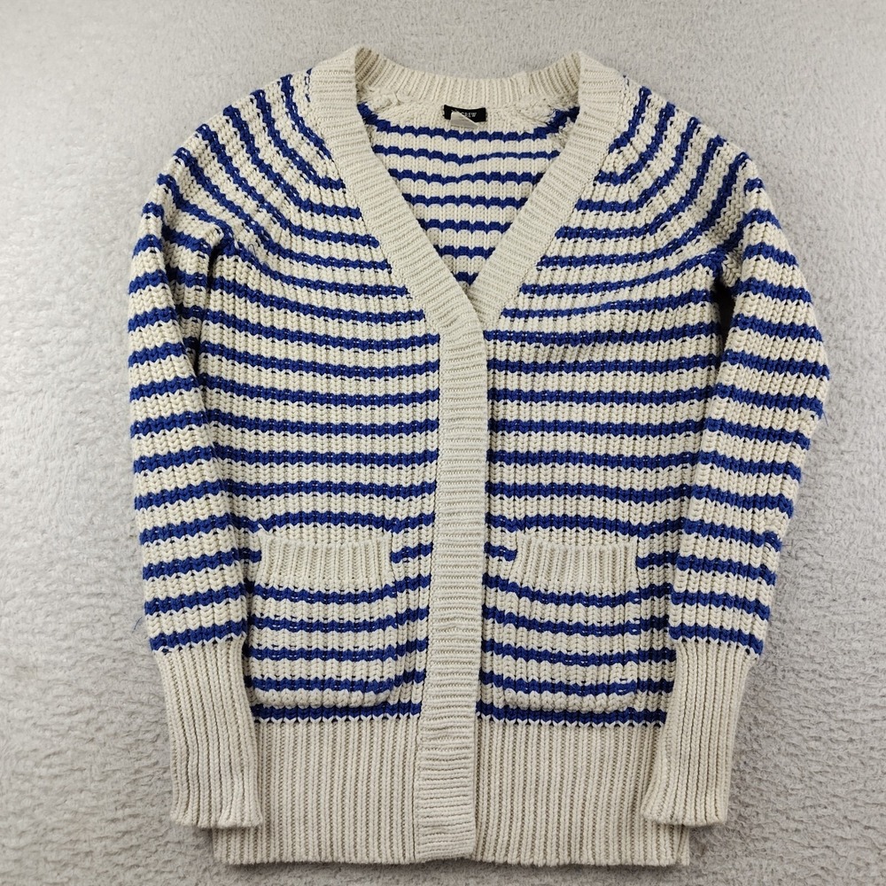 J Crew Cardigan Chunky Knit Cotton Women's S Pockets Sailor Yacht (Tag XXS)